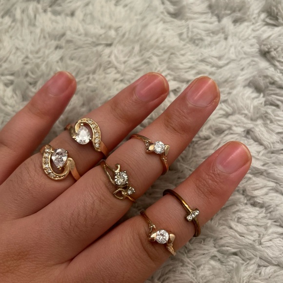 Rhinestone ring set 6 piece ring jewelry - Picture 2 of 14